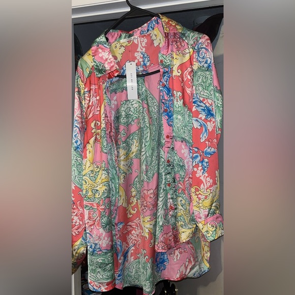 Satin Medusa Print Blouse Pink Multicolored - Picture 2 of 3